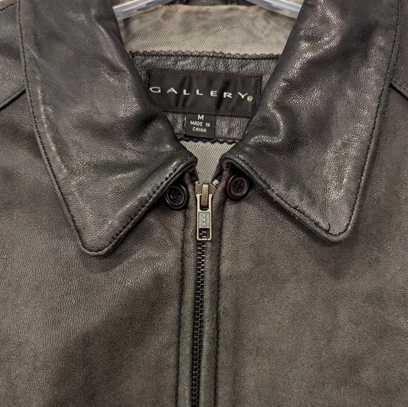 Gallery black men's buttery soft genuine leather full zip jacket coat size M - Picture 11 of 13